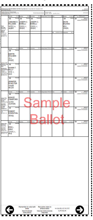 Sample ballot for a given address available through nyc.gov