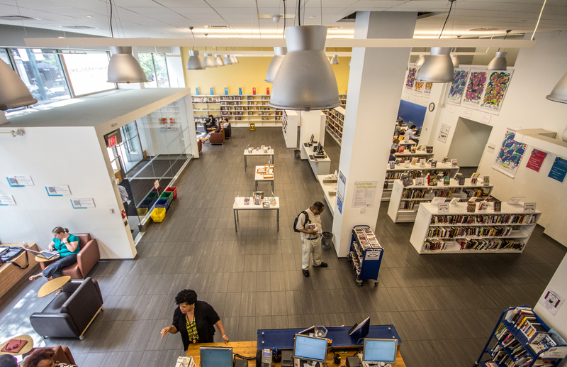 High-angle view of the inside of the Grand Central Library