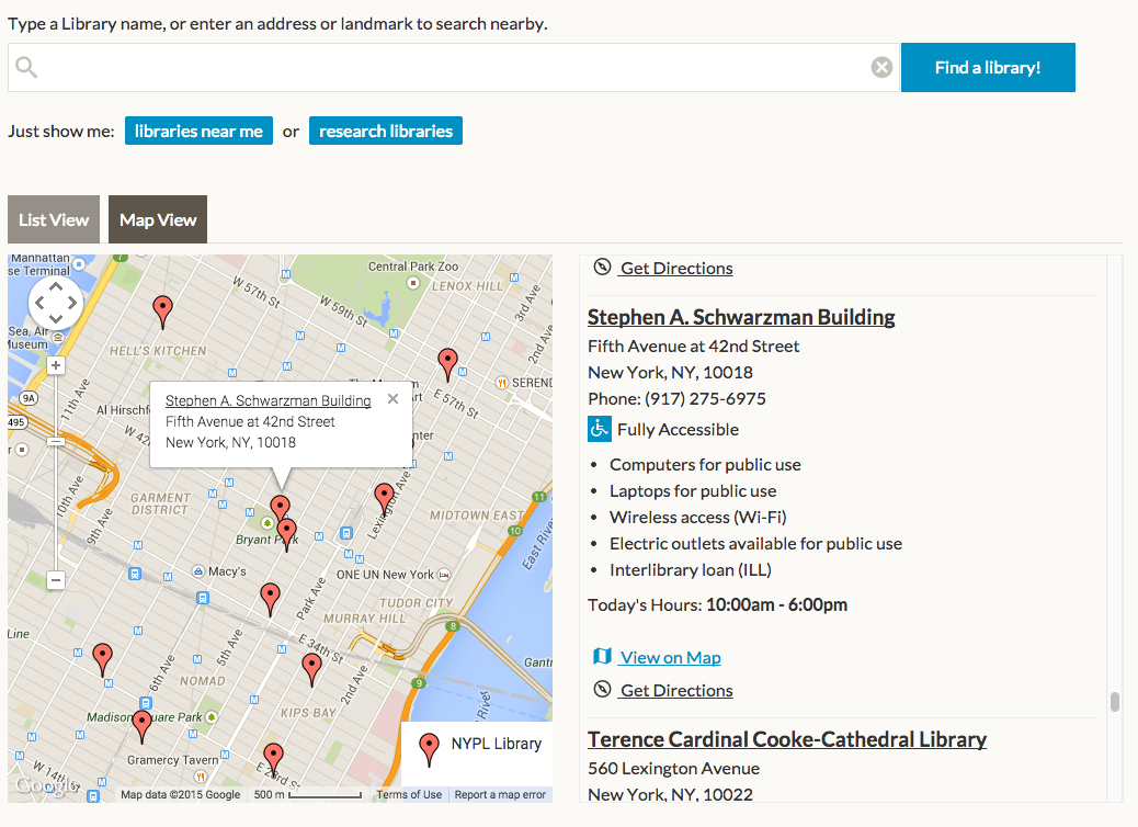 Locations Map page